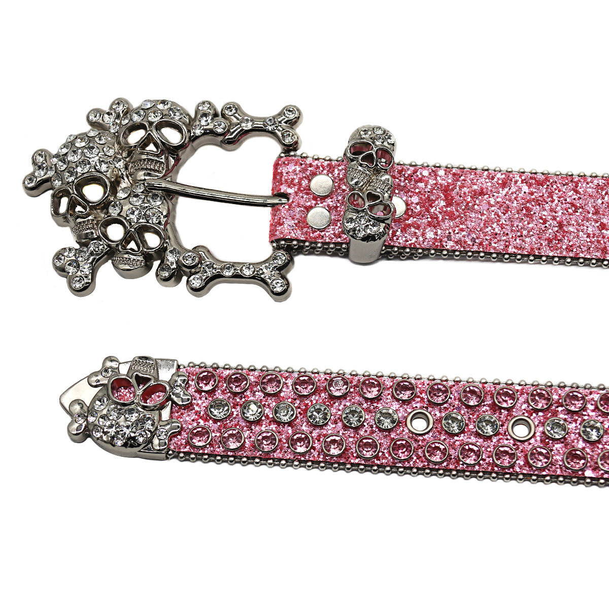 Hip-hop punk rhinestone belt rhinestone skull loose