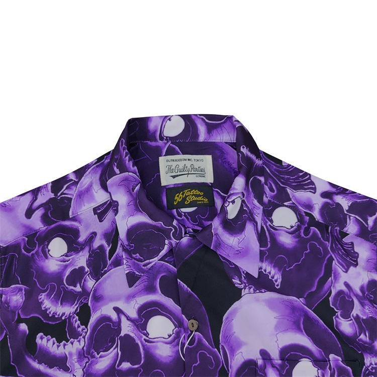 GUILTYPARTIES TIGER Shirts 56 TATTOO Tattoo, Ghost Head, Skull Hawaiian Short Sleeve Shirt Men