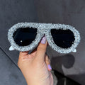 Trendy punk glasses retro full diamond anti-uv