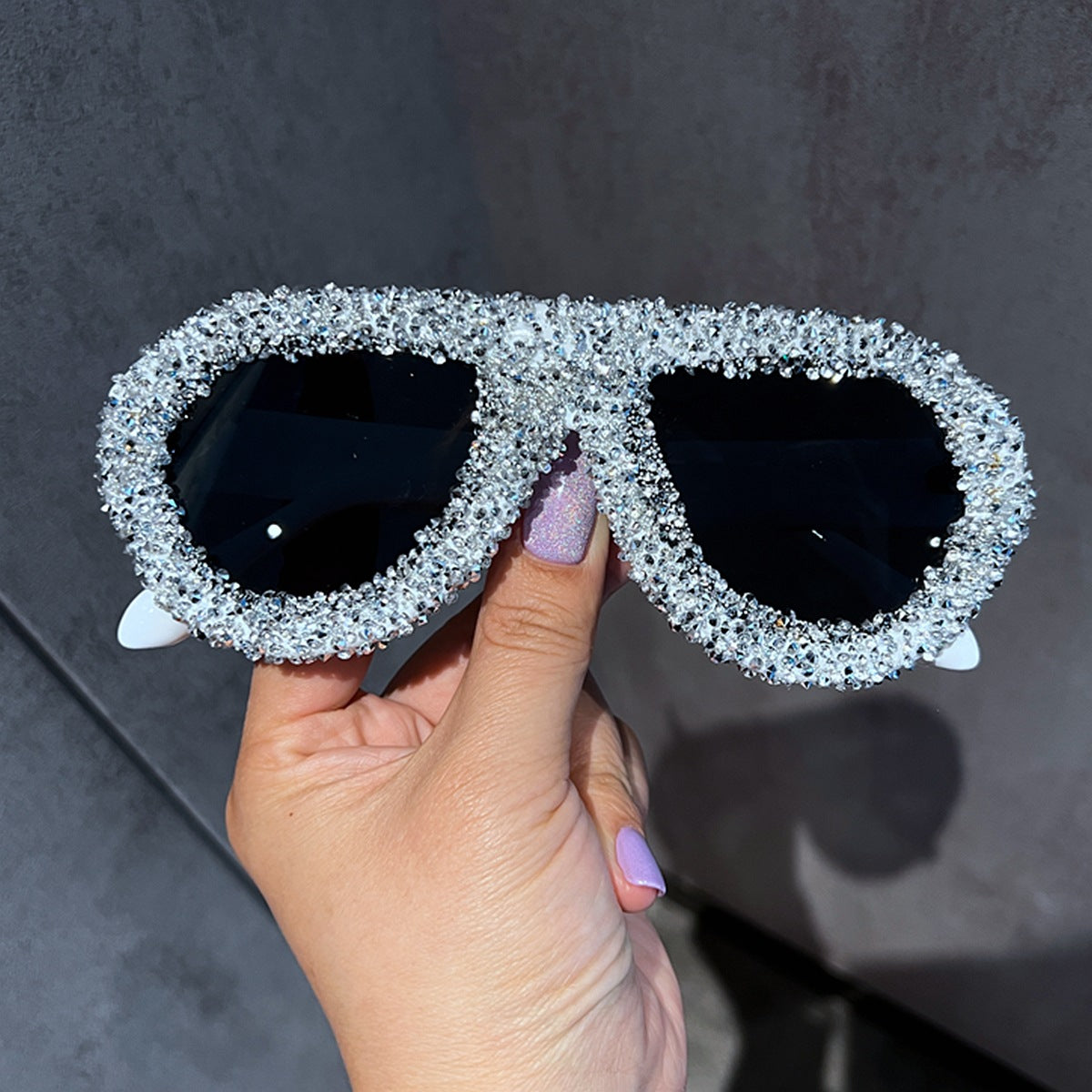 Trendy punk glasses retro full diamond anti-uv
