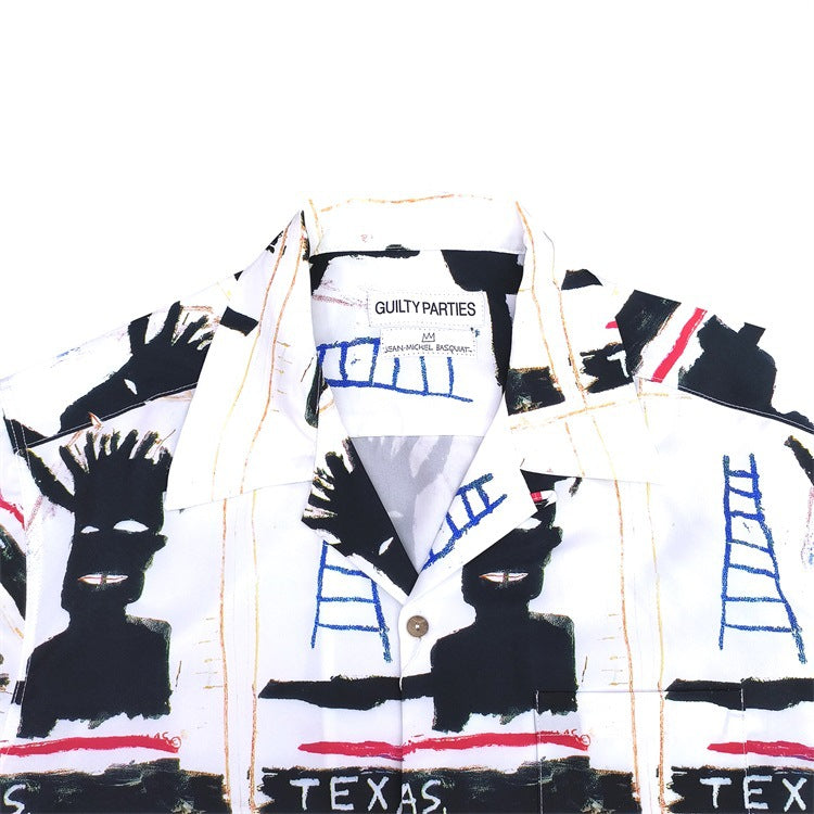 GUILTYPARTIES TIGER Shirts 23SS BASQUIAT Basquiat, Hawaiian Short Sleeve Shirt Men