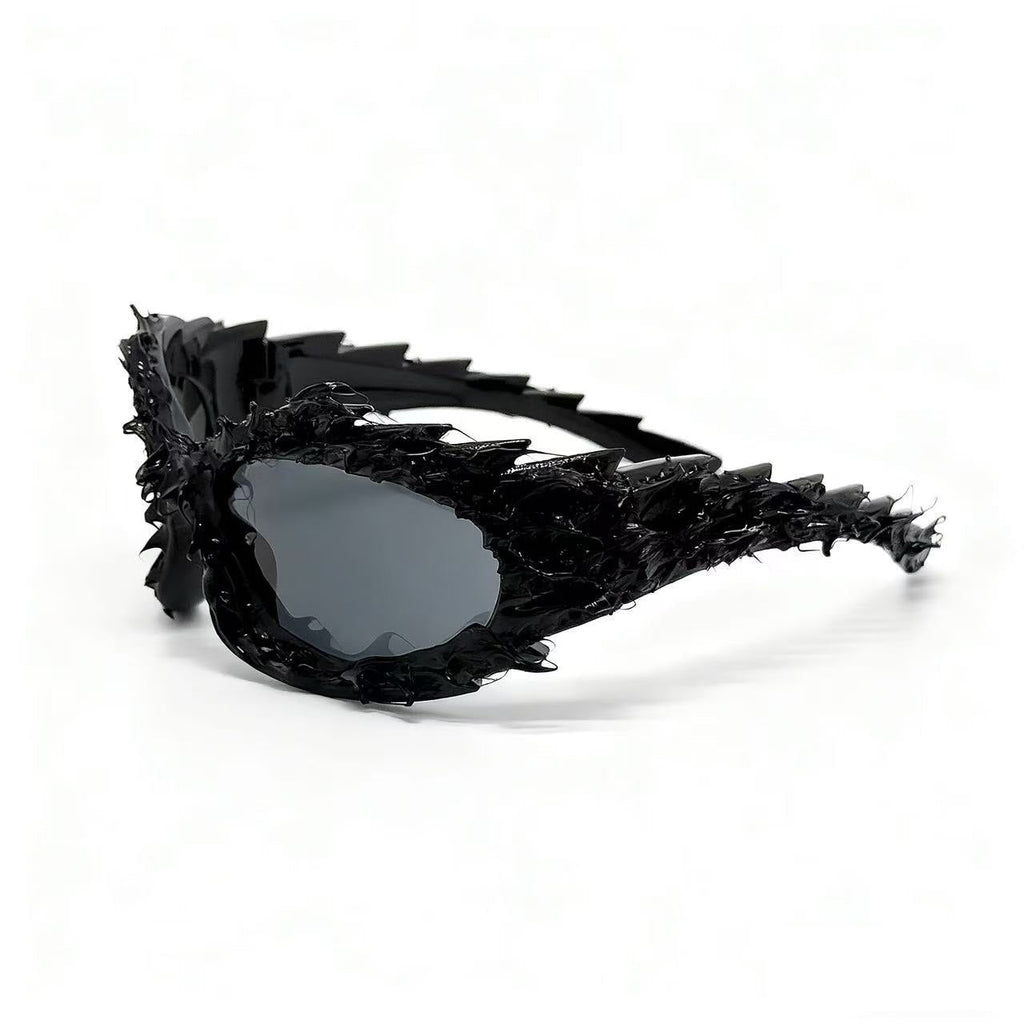 Trendy punk glasses asymmetrical dark cat eyes