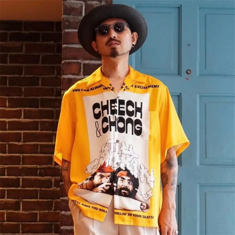 GUILTYPARTIES TIGER Shirts 22ss SMOKIN CHEECH & CHONG Hawaiian Short Sleeve Shirt Men