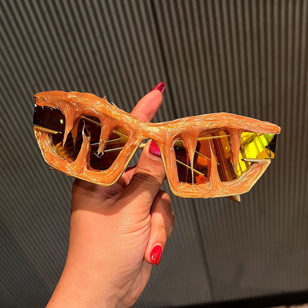 Trendy punk glasses y2k epoxy shark teeth special shape