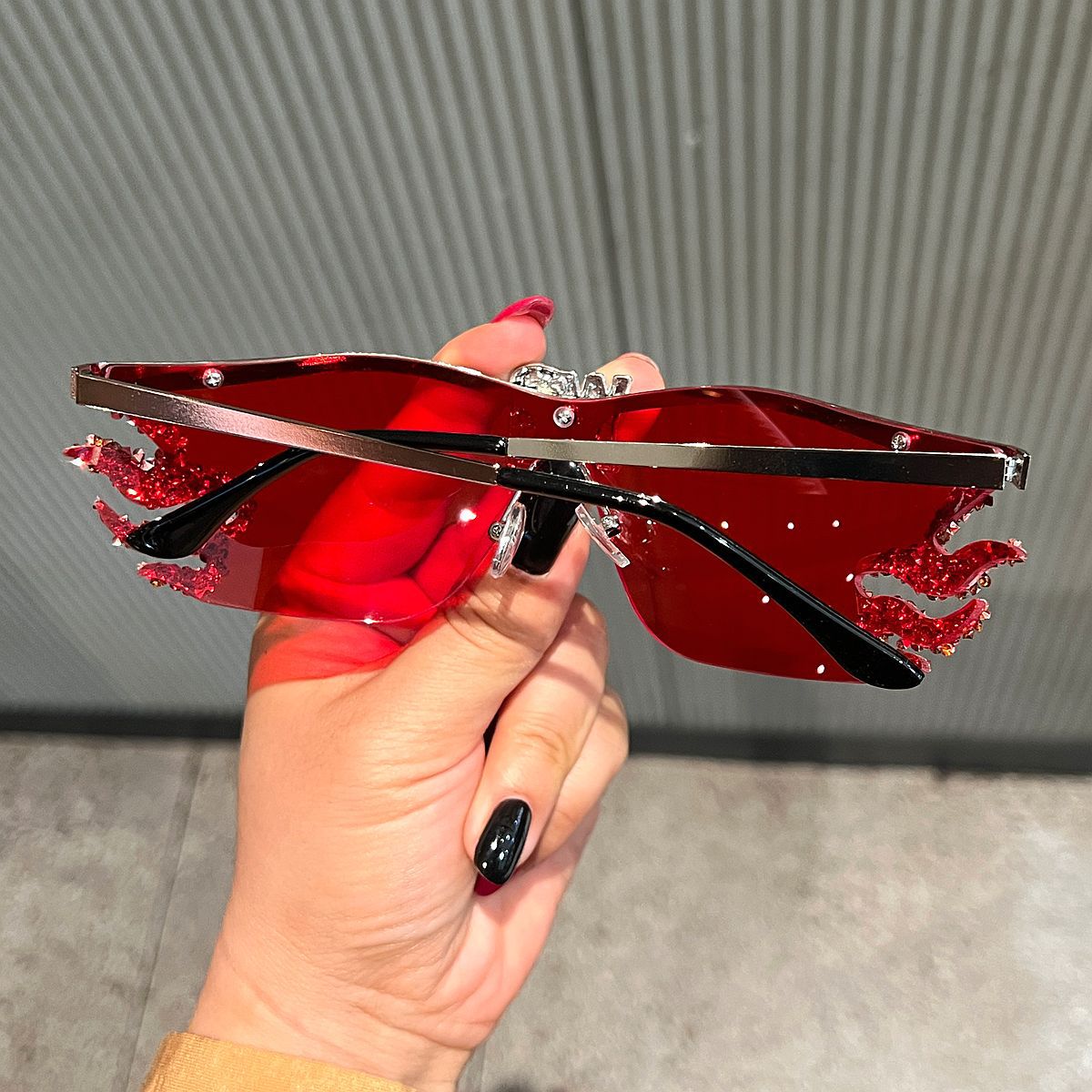 Trendy punk glasses y2k flame sunglasses