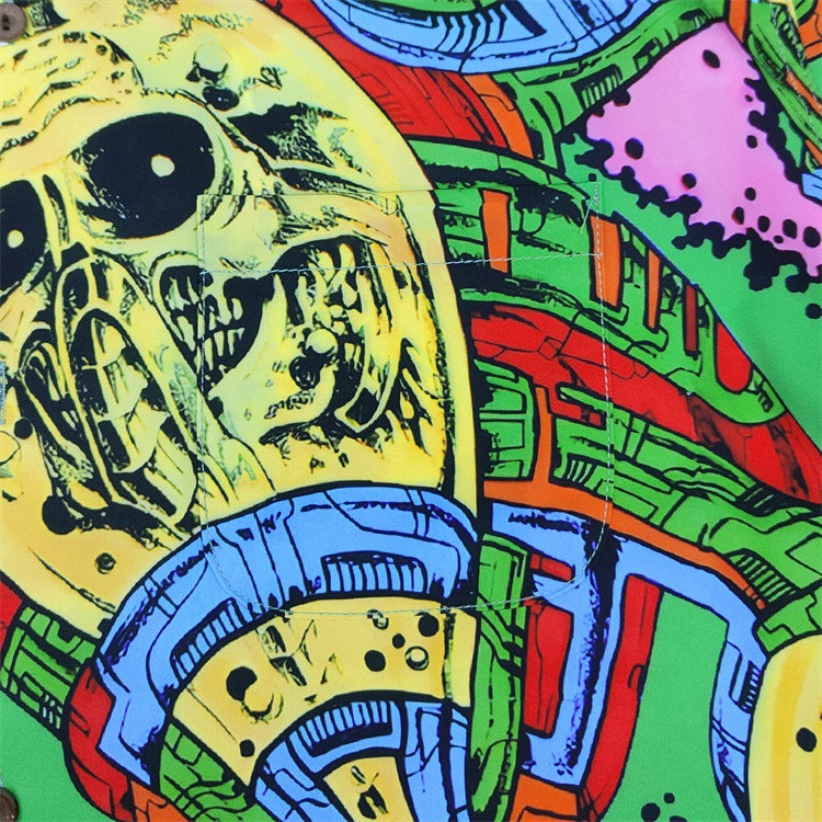 GUILTYPARTIES TIGER Shirts 24ss Science Fiction Graffiti, Rayon Casual, Hawaiian Short Sleeve Shirt