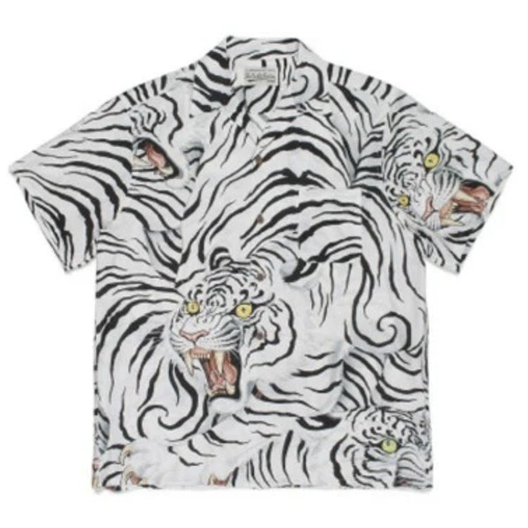 GUILTYPARTIES TIGER Shirts 21ss Tiger Tattoo Tattoo Print Hawaiian Short Sleeve Shirt Men