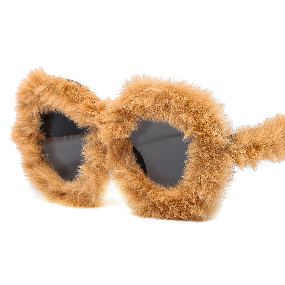 Trendy punk glasses stuffed funny round frame