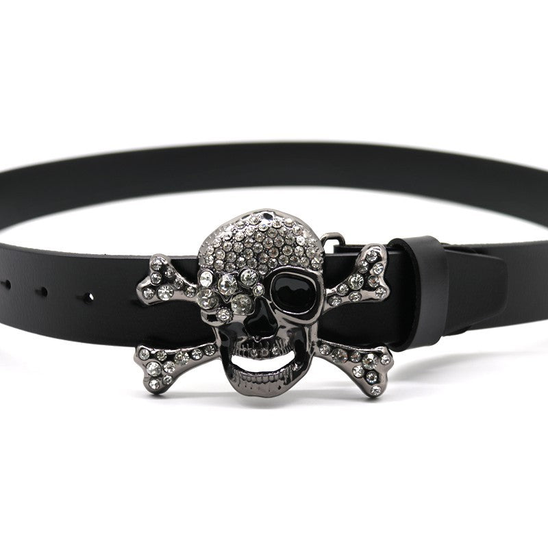 Hip-hop punk rhinestone belt rhinestone big skull