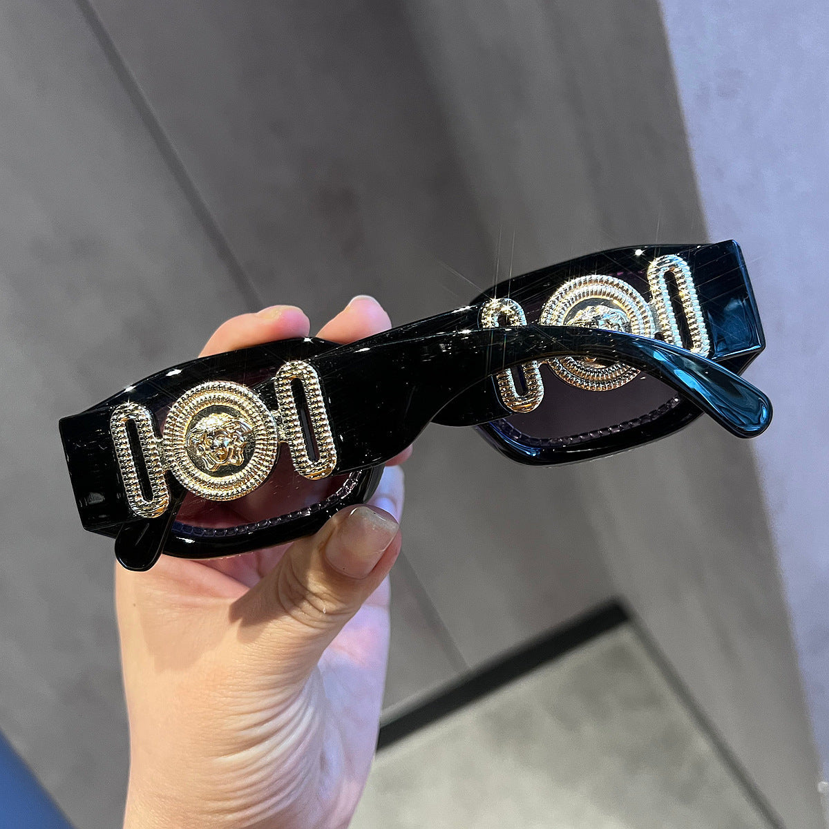 Trendy punk glasses with diamonds