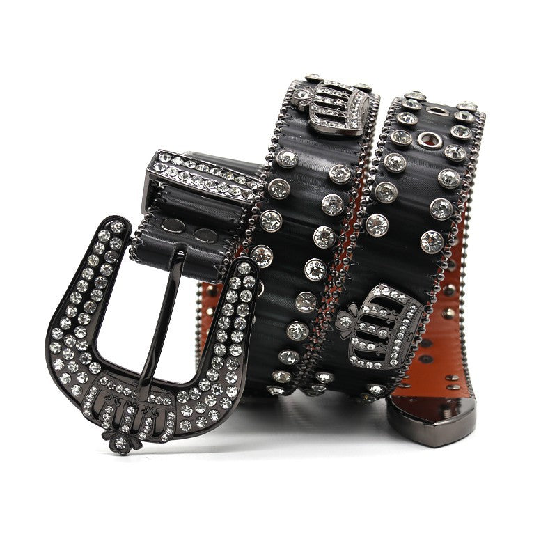 Hip-hop punk rhinestone belt rhinestone crown