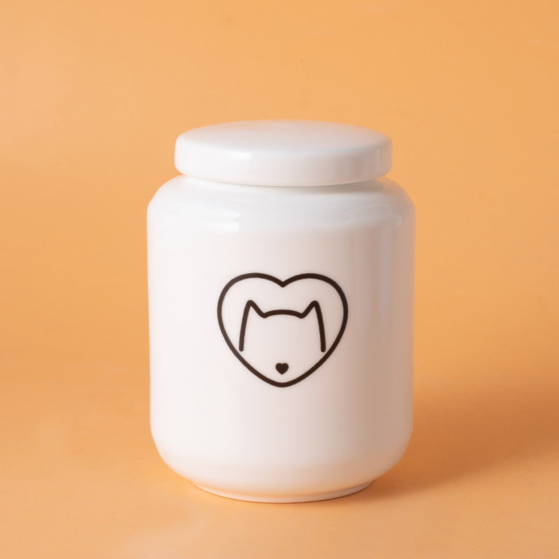 Pet Urn Dog Cat Ceramic Pet Memorial Jar Sealed with Lid Bone Jar Funeral Supplies