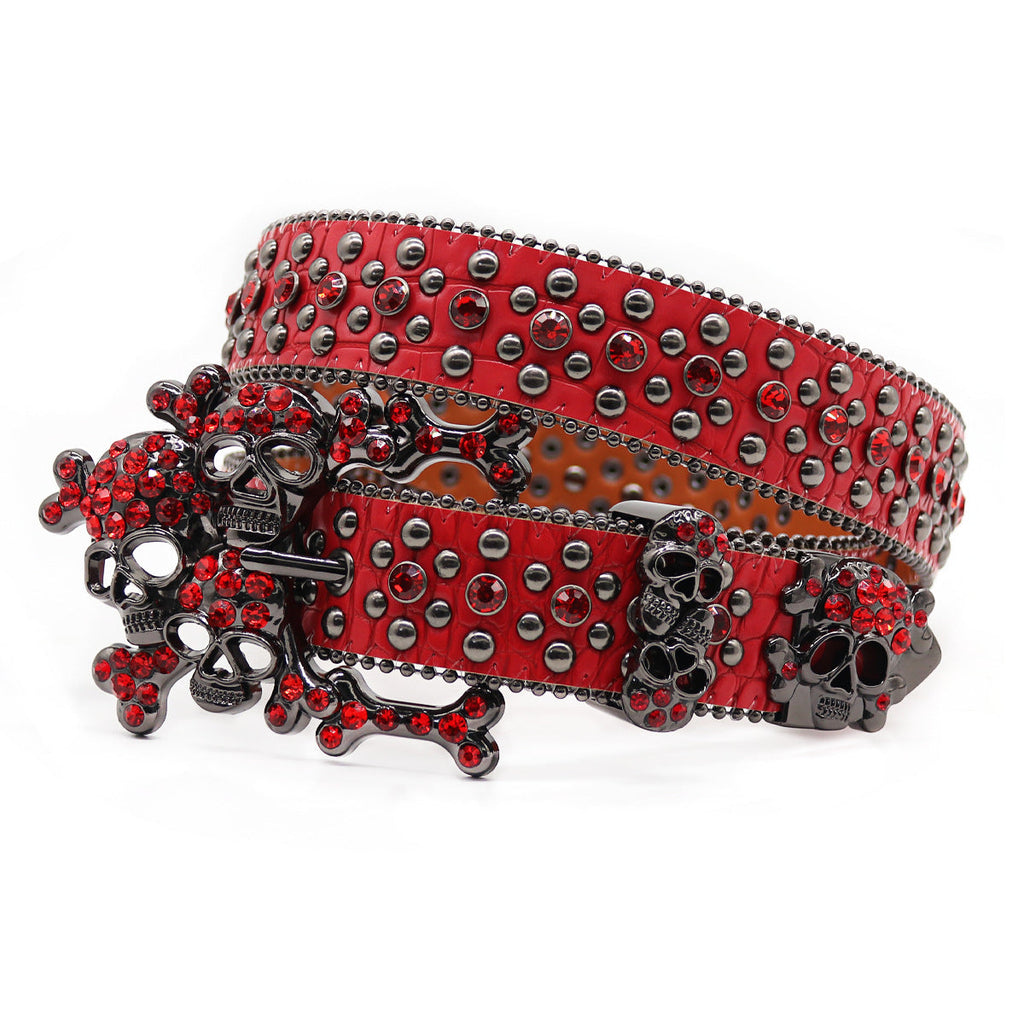 Hip-hop punk rhinestone belt y2k skull accessories