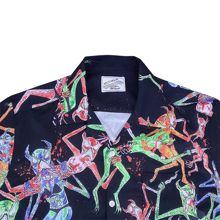 GUILTYPARTIES TIGER Shirts Anniversary Limited Ghost Graffiti Devil Angel Hawaiian Short Sleeve Shirt Men