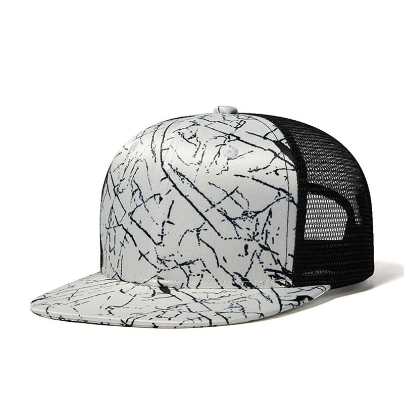 Trendy flat brimmed snapback hatssummer mesh sunshade breathable