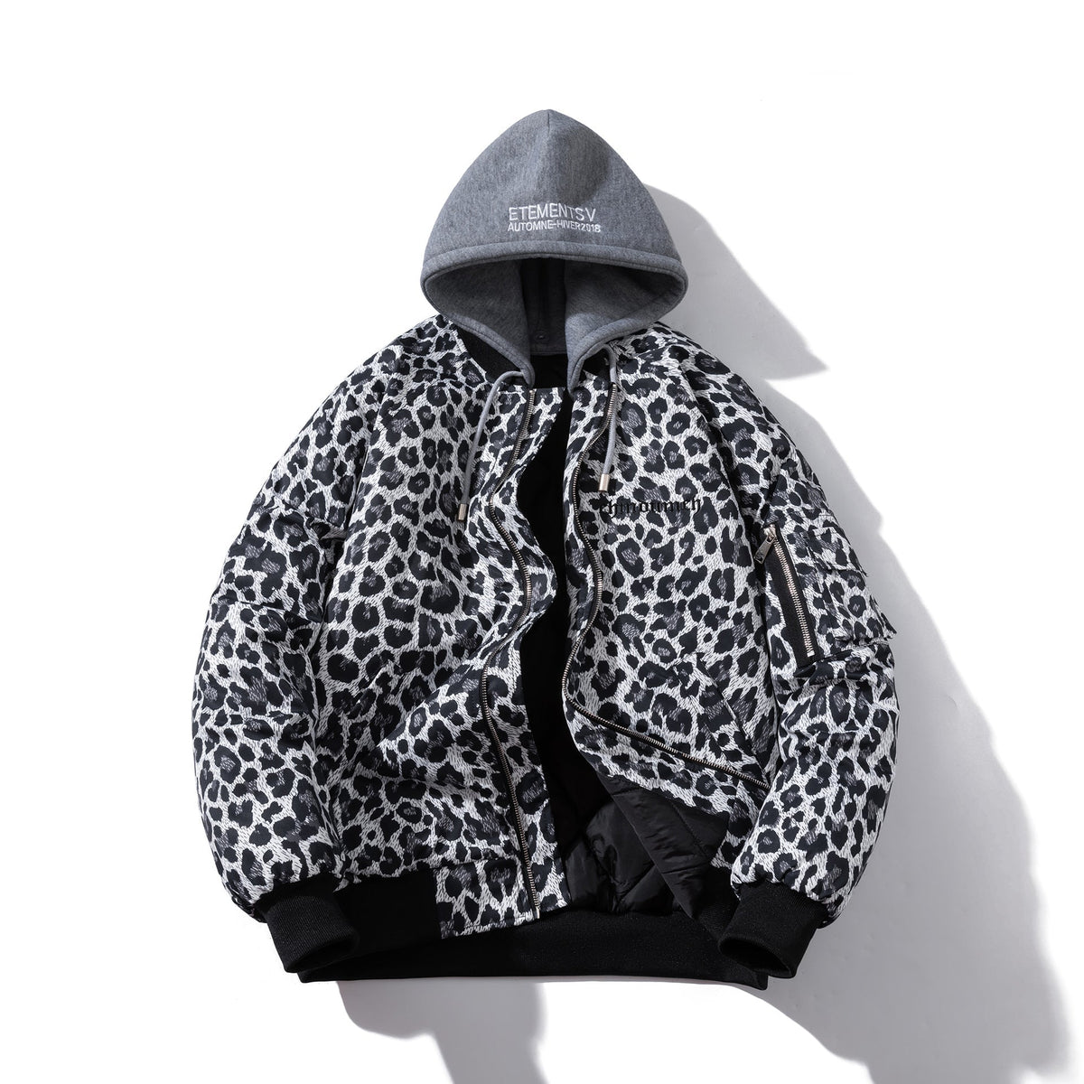 Mens Vintage Jackets Leopard print jacket Autumn padded jacket Thermal baseball jersey