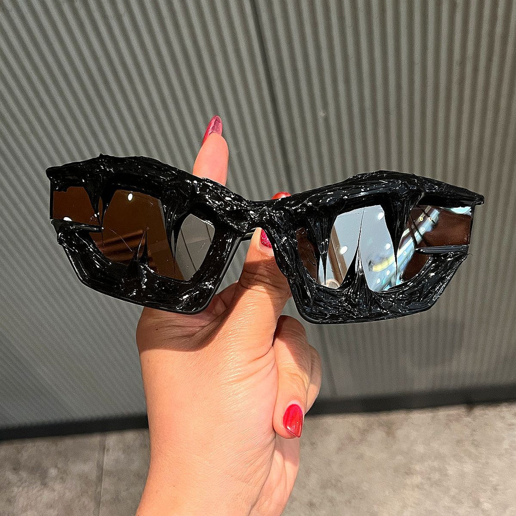Trendy punk glasses y2k epoxy shark teeth special shape