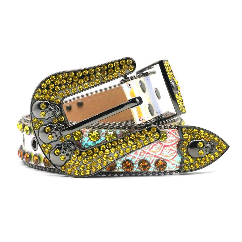 Hip-hop punk rhinestone belt skull rhinestone