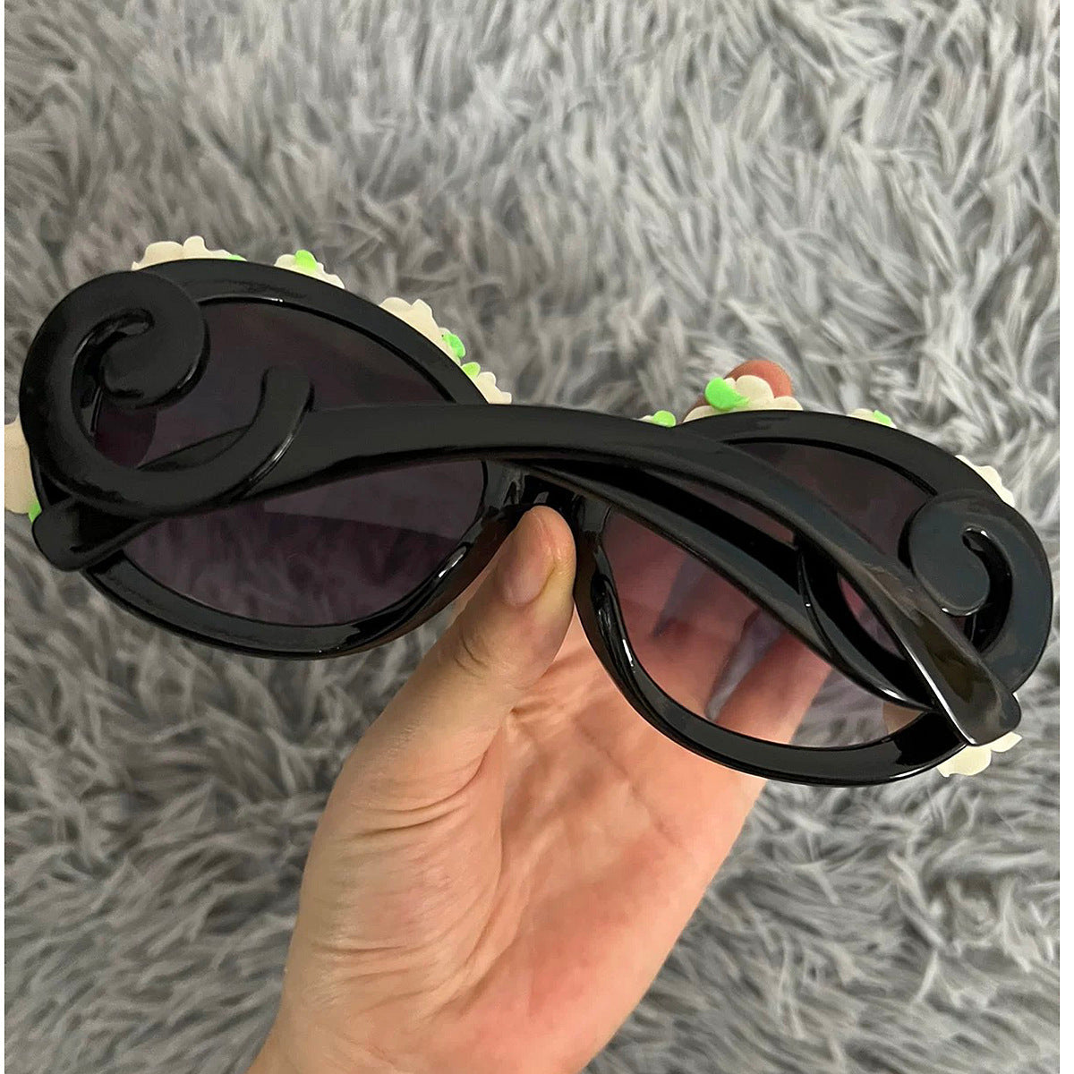Trendy punk glasses dark rose round frame retro
