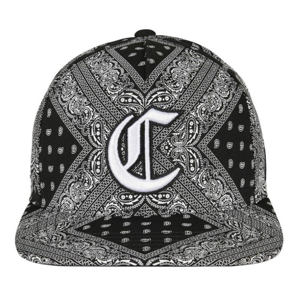 Trendy flat brimmed snapback hatscashew pattern sun shade