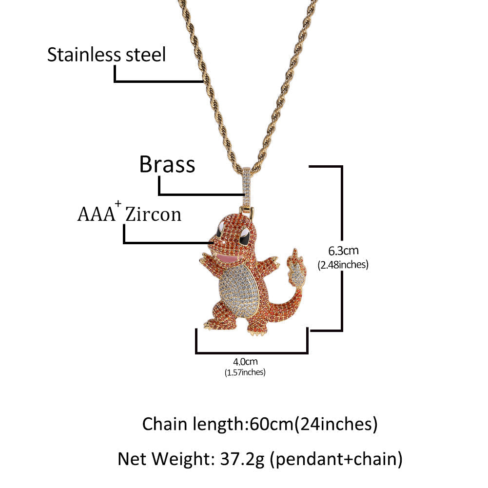Jewelry Cartoon Dragon Pendant Copper Micro Zircon Animal Pok¡§|mon Spectrum