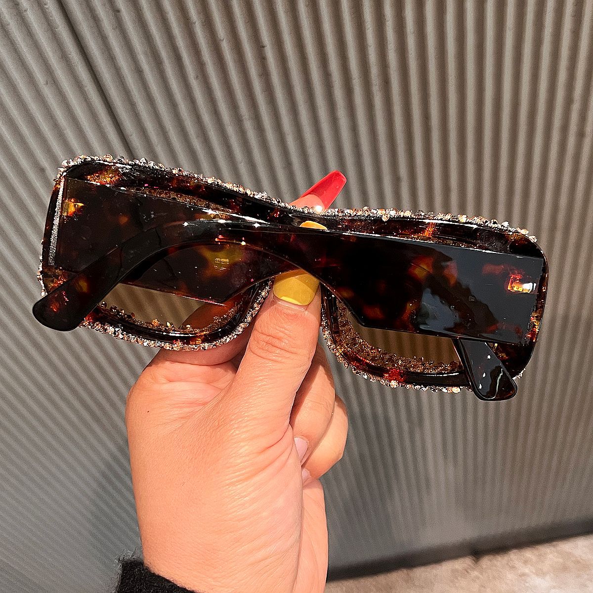 Trendy punk glasses diamond square