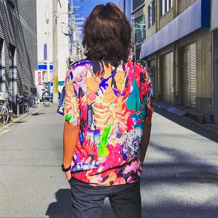 GUILTYPARTIES TIGER Shirts 18ss Hell Painting, Heaven Tokyo Short Sleeve Hawaiian Flower Shirt Men