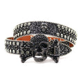 Hip-hop punk rhinestone belt big skull punk style