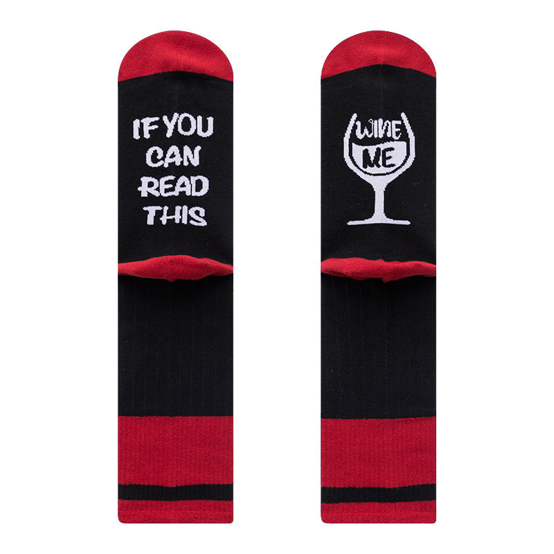 Men socks embroidered cotton knee socks