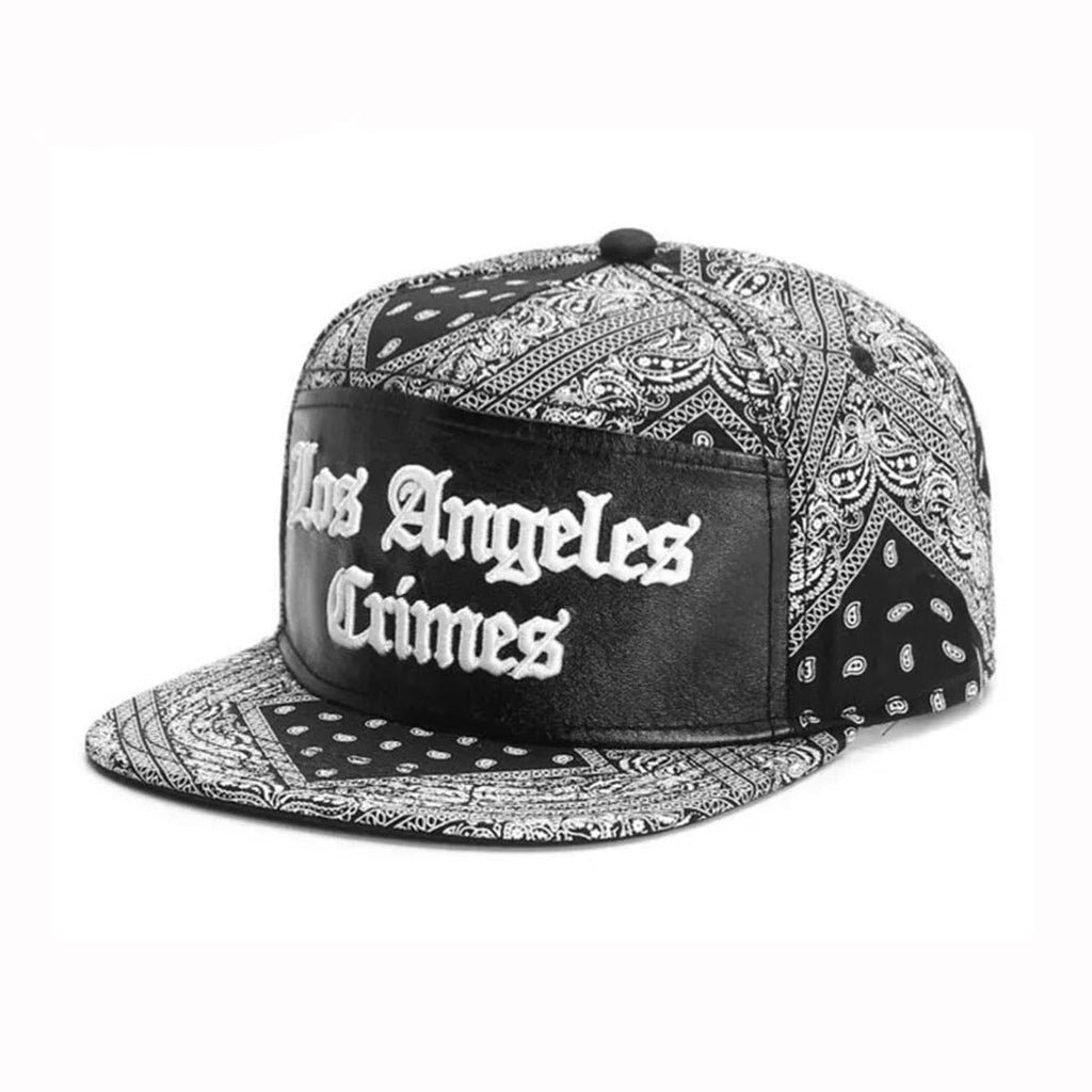 Trendy flat brimmed snapback hatslos angeles cashew pattern