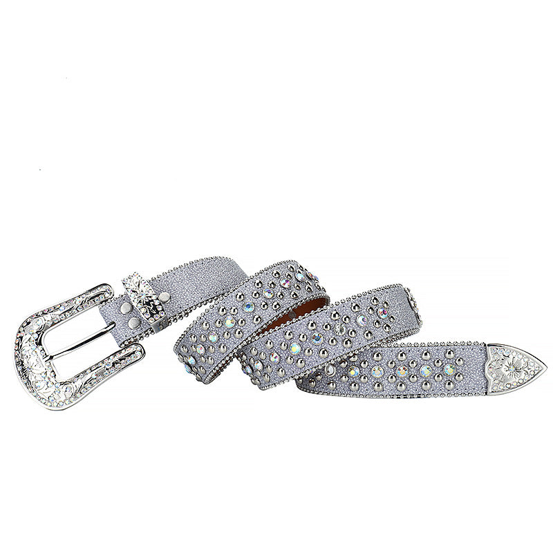 Hip-hop punk rhinestone belt women