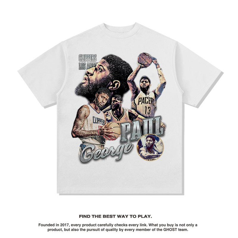 Nba T Shirt Printed Pattern Short Sleeve T-shirt Street Basketball High-quality pure cotton comfortable and trendy clothing