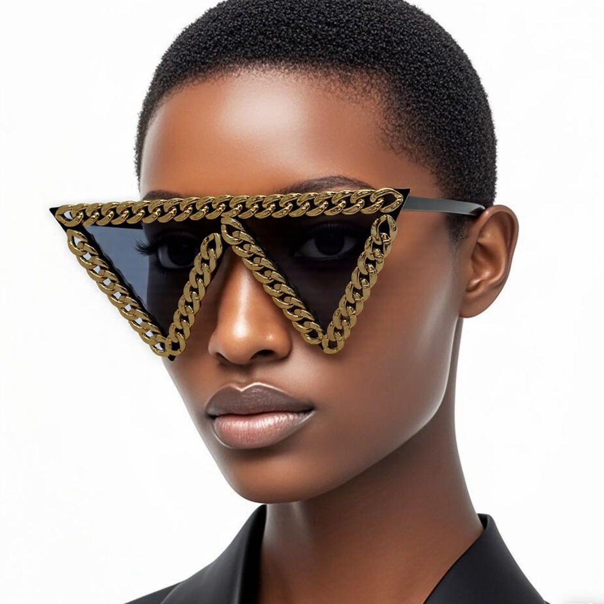 Trendy punk glasses triangle chain retro