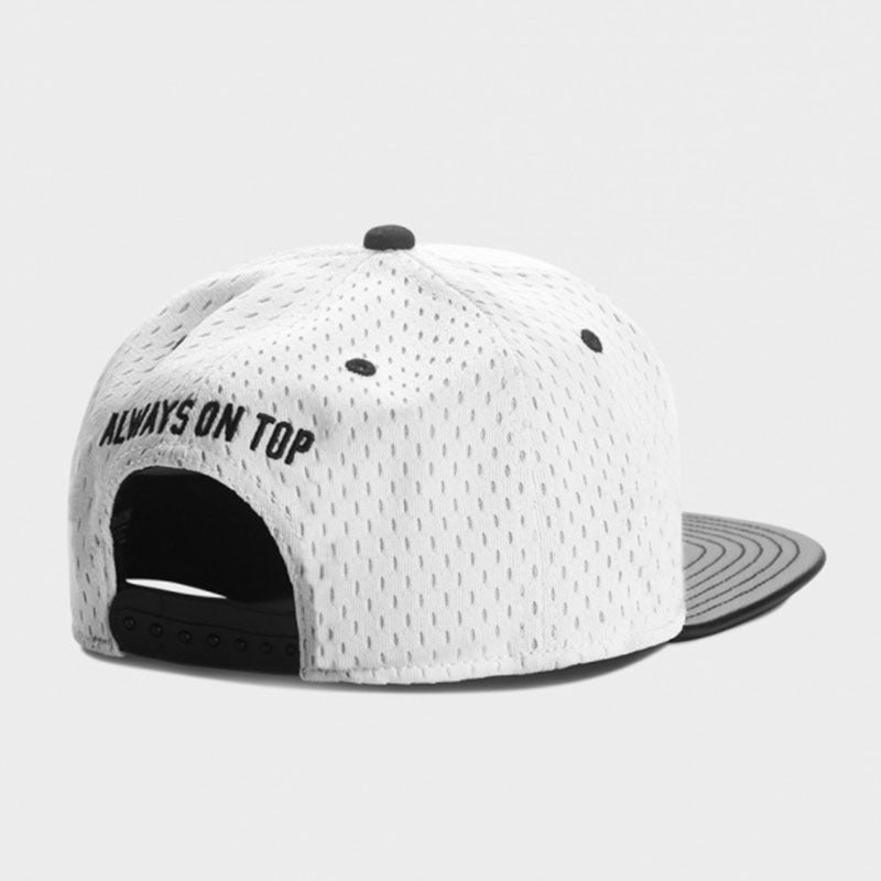 Trendy flat brimmed snapback hatsmesh breathable quick-drying adjustable