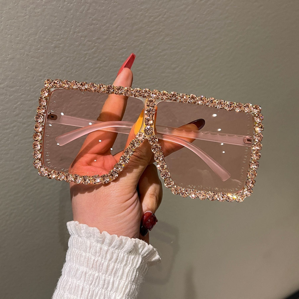 Trendy punk glasses with diamonds
