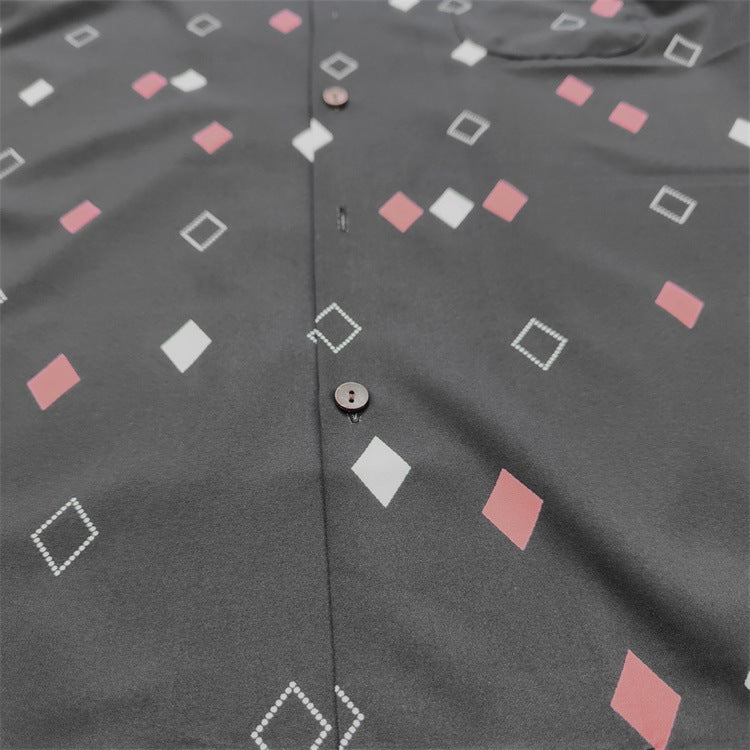 GUILTYPARTIES TIGER Shirts square pattern print rayon Hawaiian short-sleeved shirt beach shirt