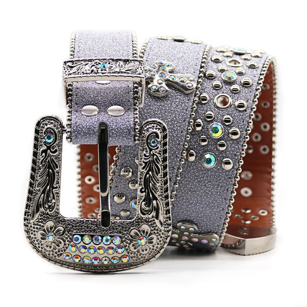 Hip-hop punk rhinestone belt flower buckle accessories punk style