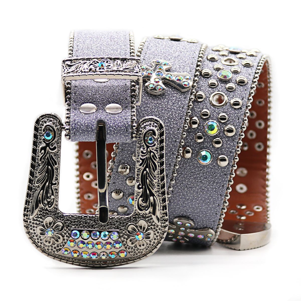 Hip-hop punk rhinestone belt flower buckle accessories punk style