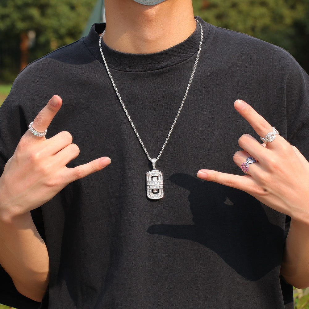 Jewelry Hip Hop Shield Necklace INS Style Fashion Zircon Pendant St. Valentine's Spectrum