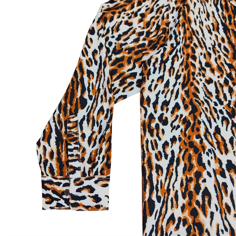 GUILTYPARTIES TIGER Long sleeved shirt LEOPARD OPEN Classic leopard print Hawaiian long sleeved shirt