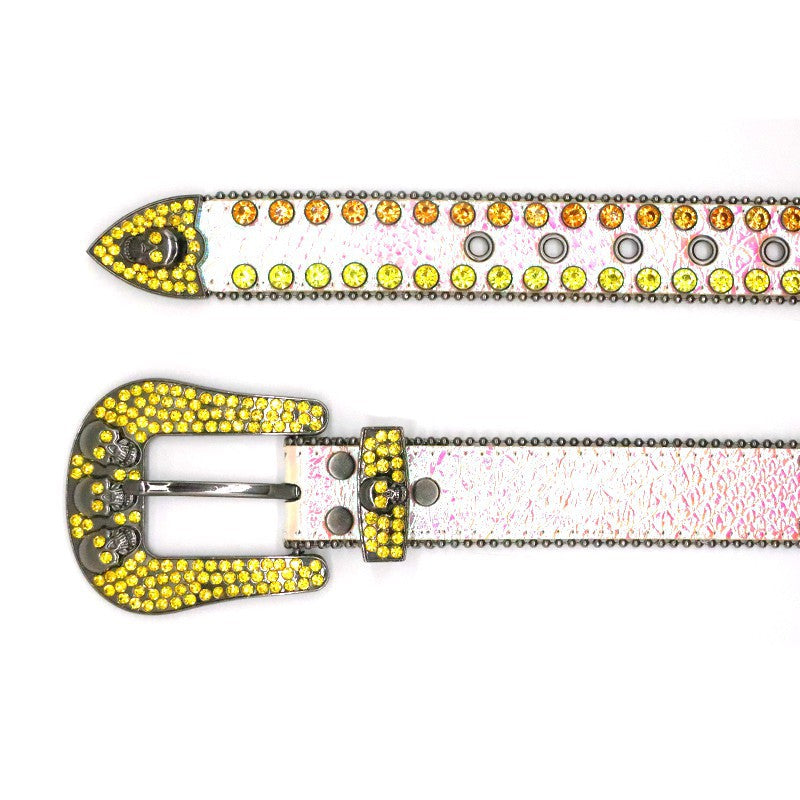 Hip-hop punk rhinestone belt skull rhinestone