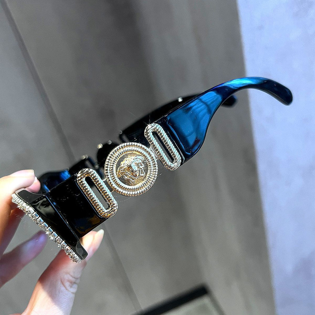 Trendy punk glasses with diamonds