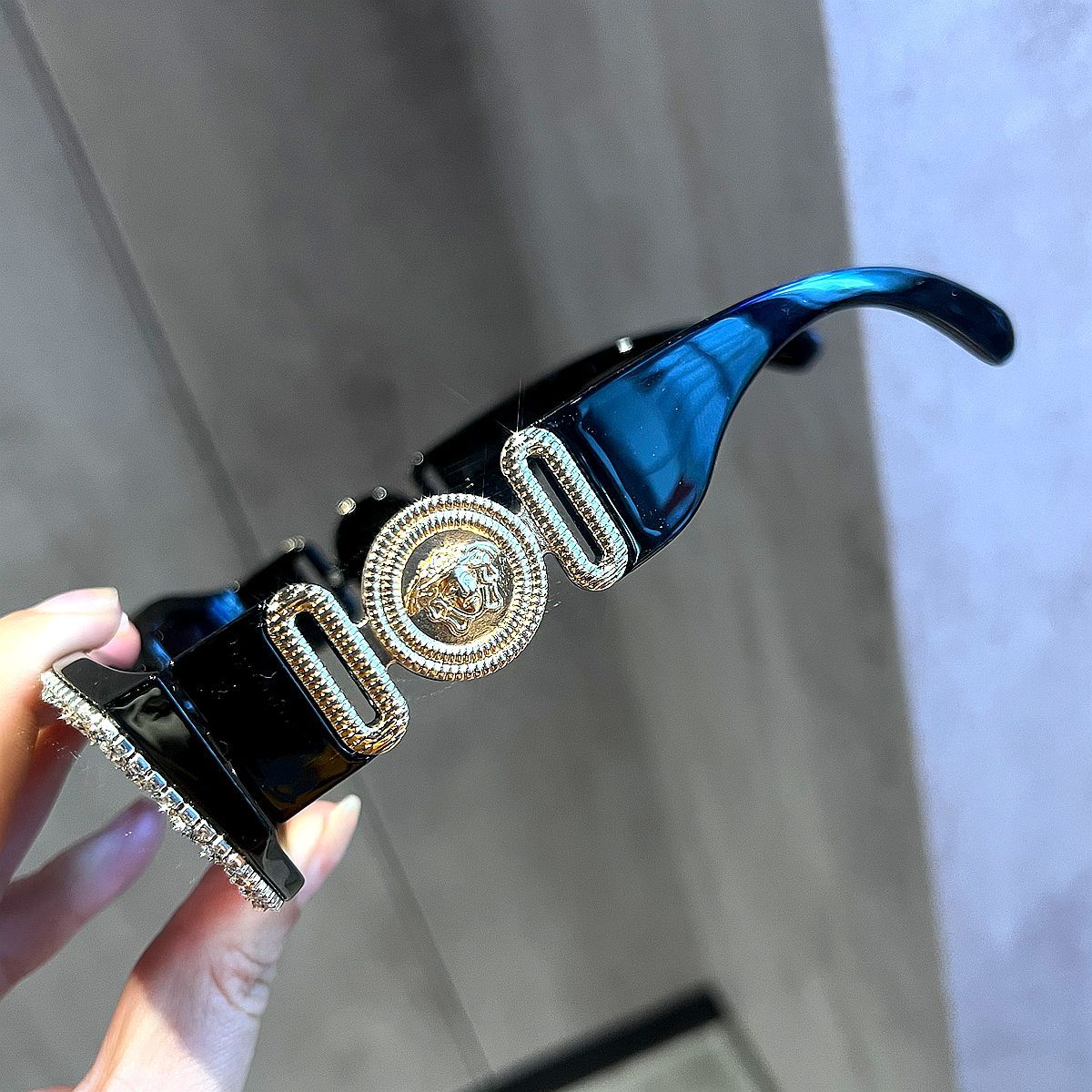 Trendy punk glasses with diamonds