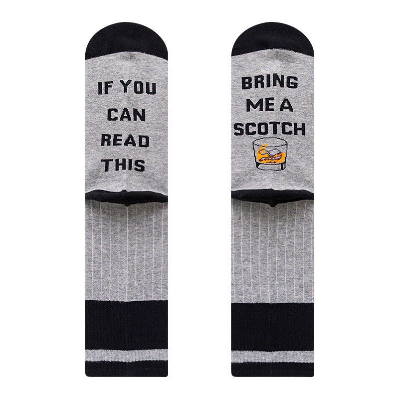 Men socks embroidered cotton knee socks
