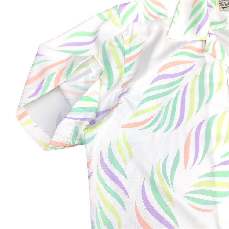 GUILTYPARTIES TIGER Shirts 23SS LEAF ALOHA Leaf Full Print Hawaiian Short Sleeve Shirt Men