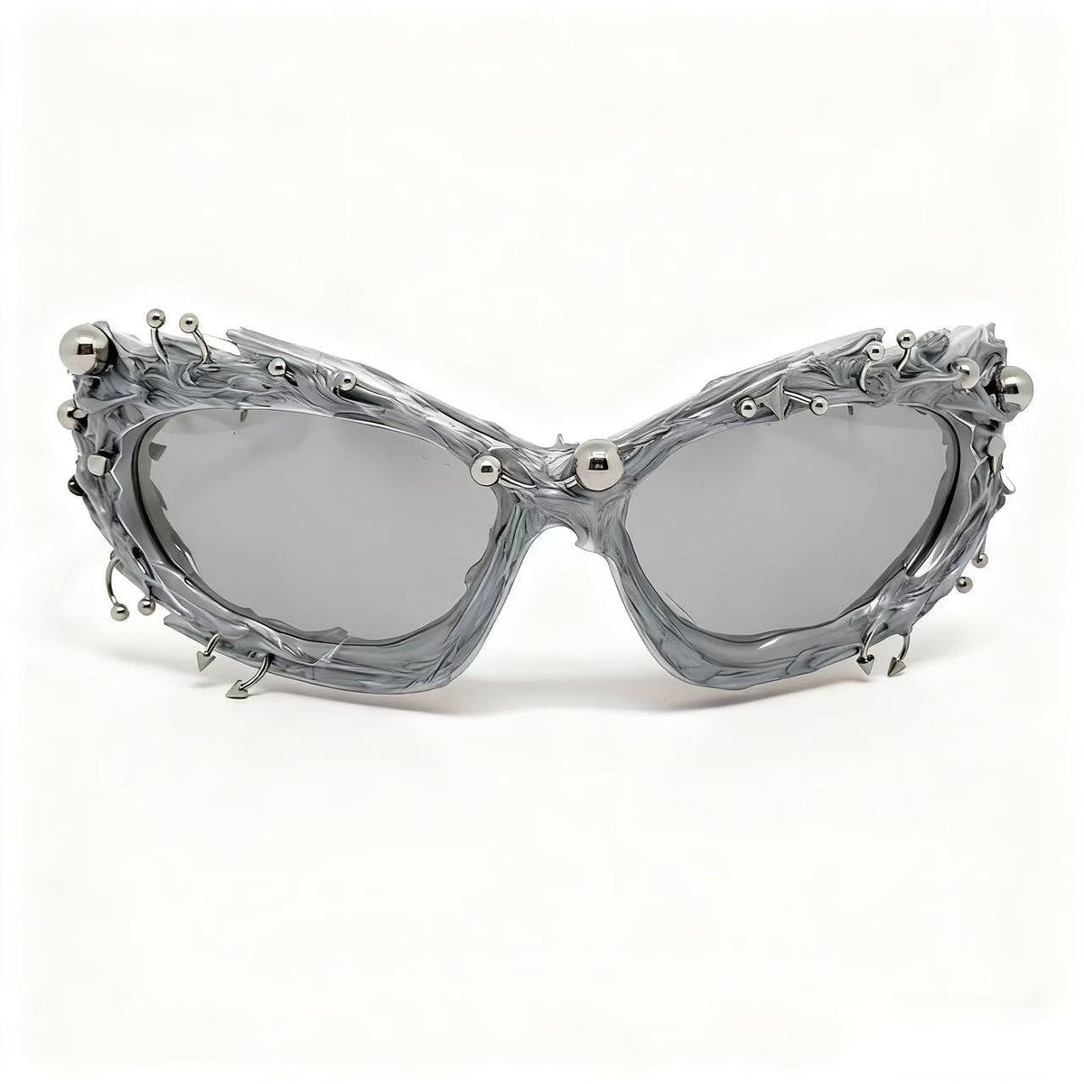 Trendy punk glasses dark asymmetrical frame