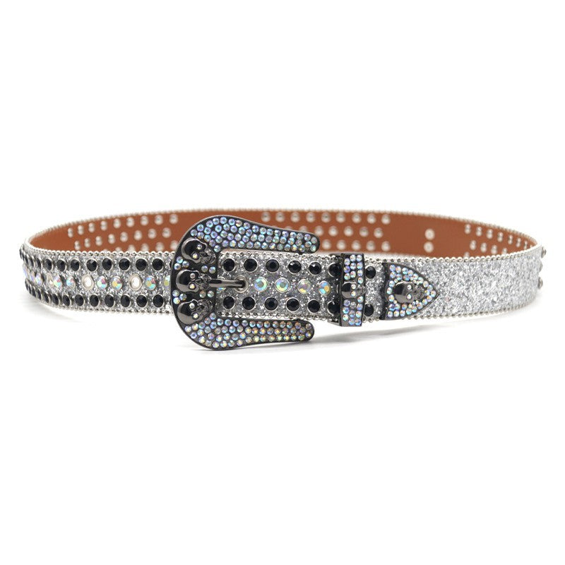 Hip-hop punk rhinestone belt decorative cross