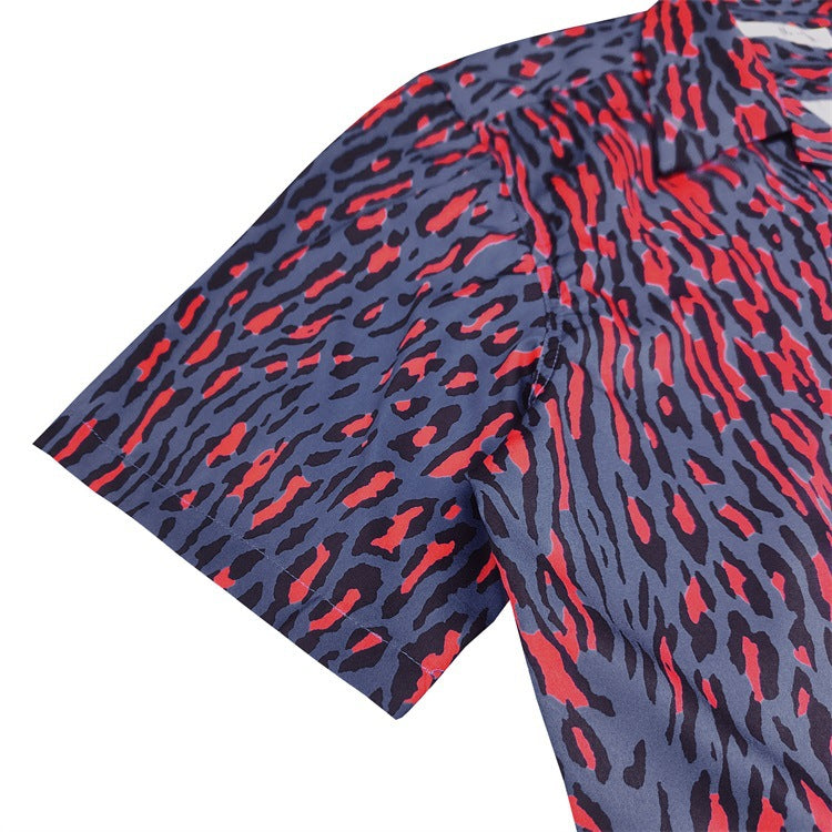 GUILTYPARTIES TIGER Shirts 24AW Leopard print, Hawaiian casual short-sleeved shirt men