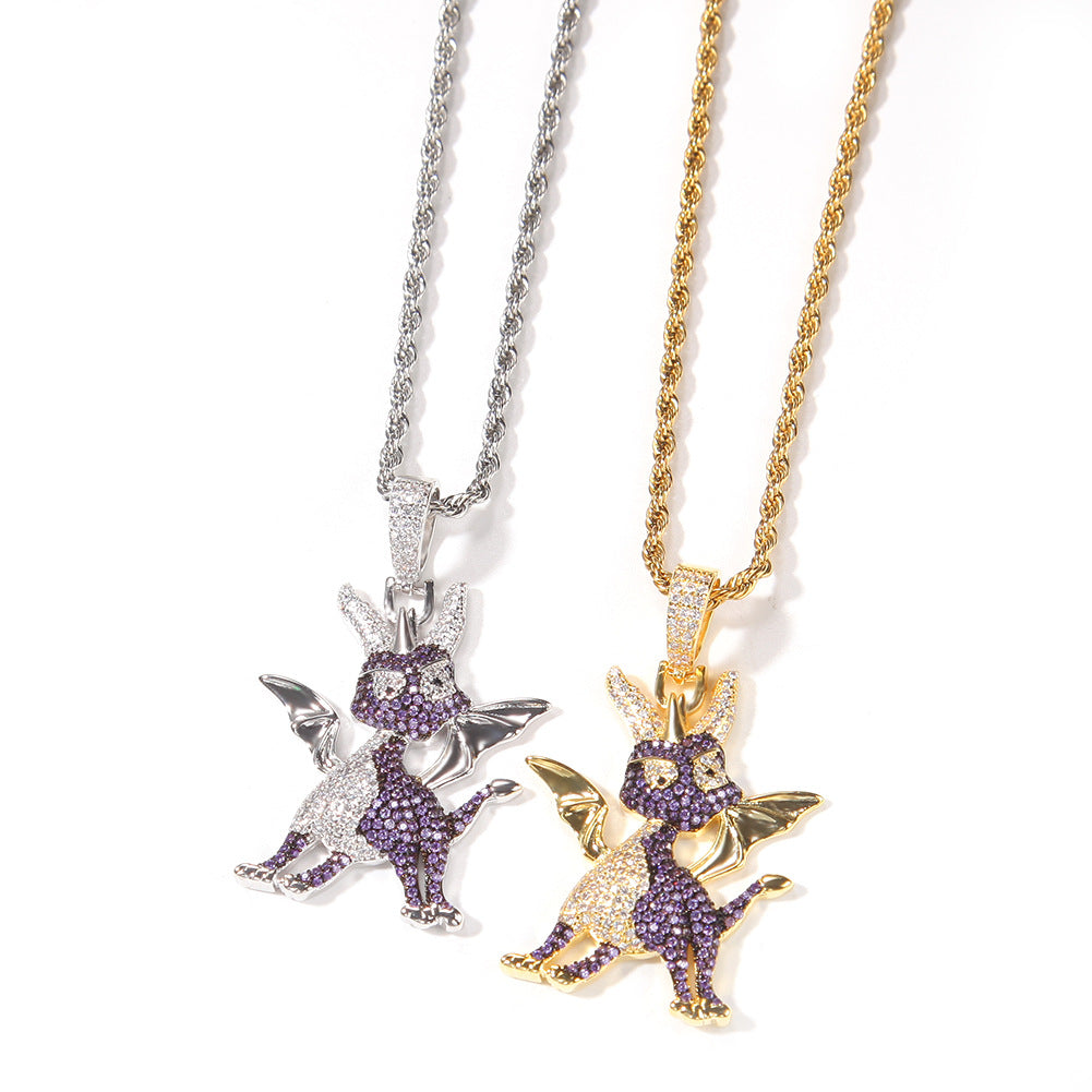 Jewelry Copper Zircon Two Tone Pendant HIPHOP Animal Royalty Far East