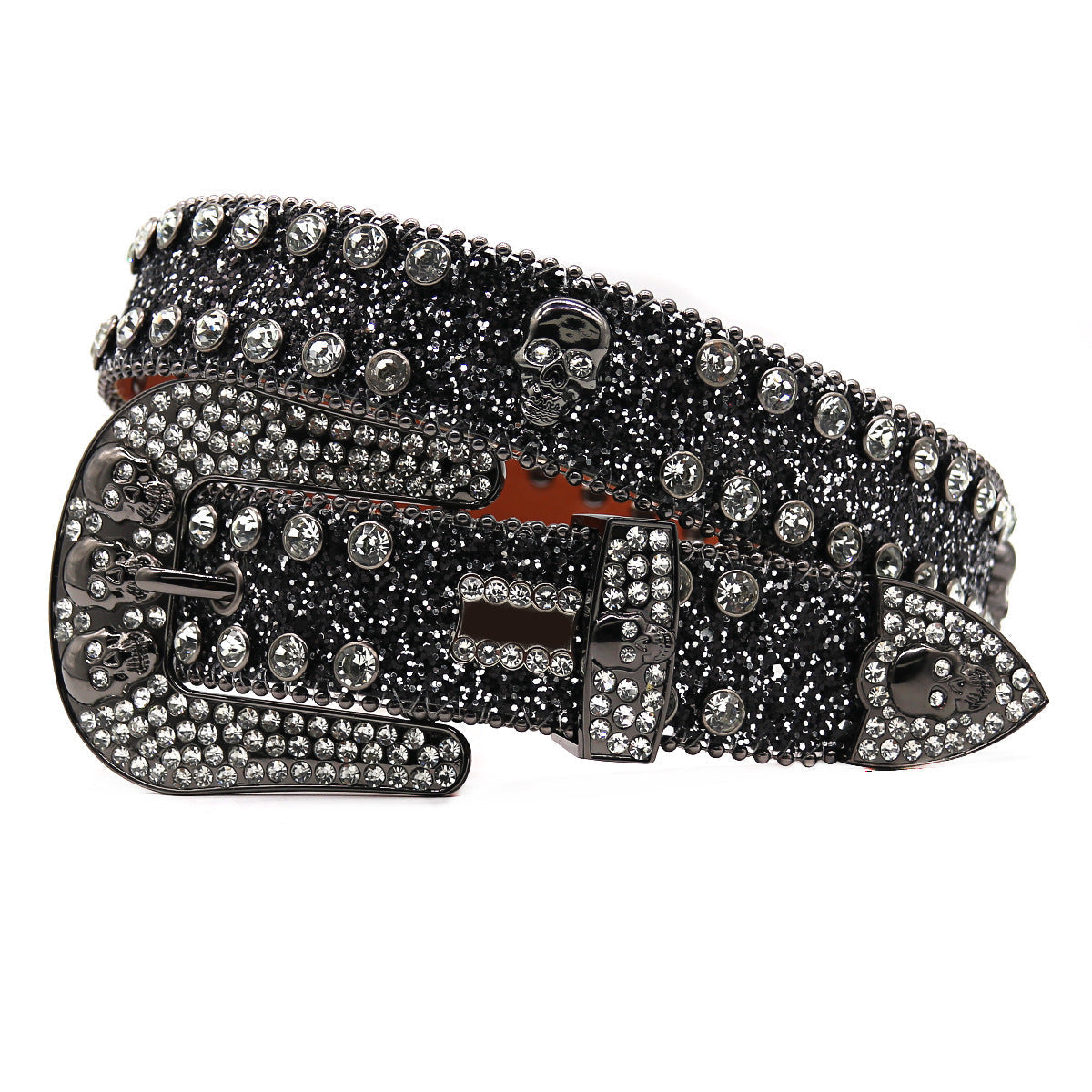 Hip-hop punk rhinestone belt skull